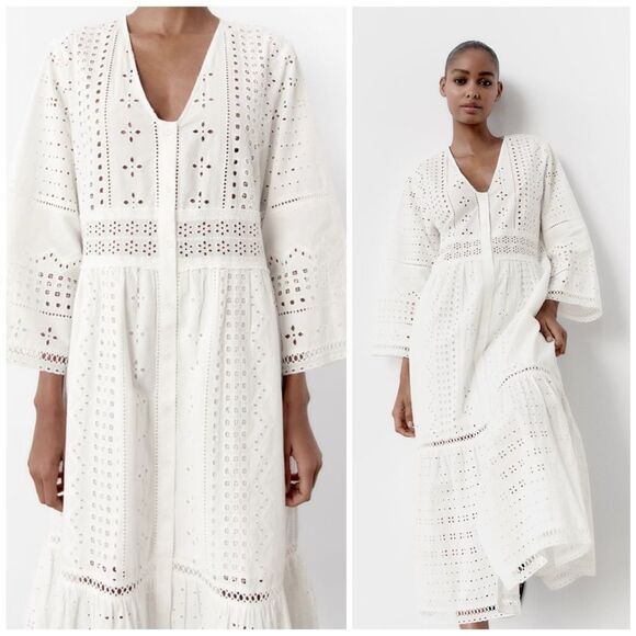 Zara Embroidered Openwork Dress - Picture 1 of 10